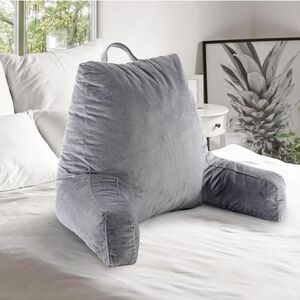 New XL Milliard Memory Foam Back Support Reading Pillow & Arm Rest In Slate Gray